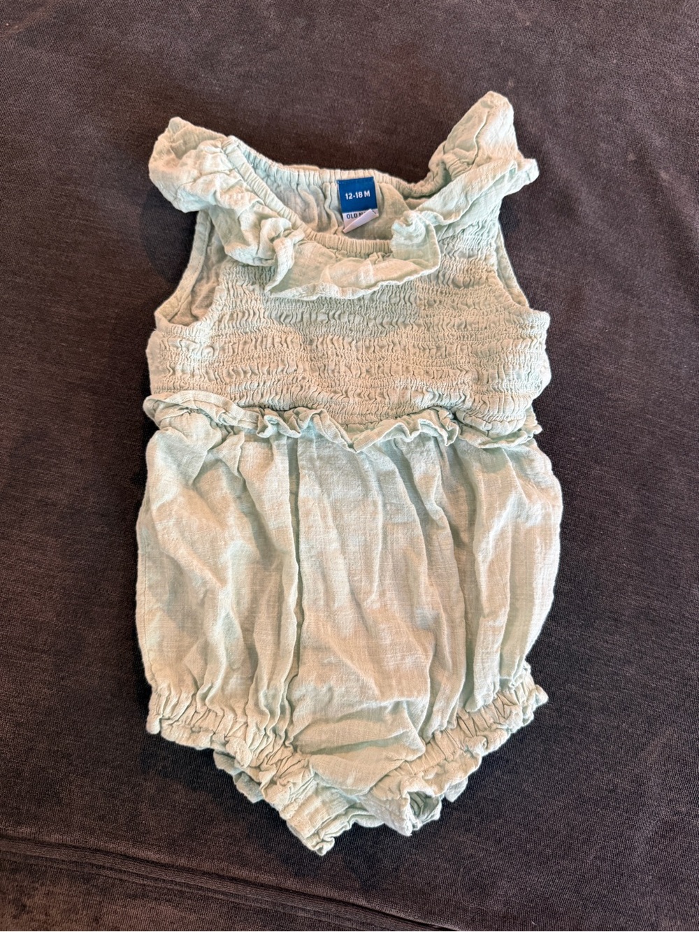 Old Navy Mint Green Ruffle Smocked Baby Romper